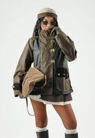BARBOUR Giubbotto beech-fern marrone da donna con design bicolore, colletto alto e chiusura frontale 262MLWX1566 SN91 BARBOUR 