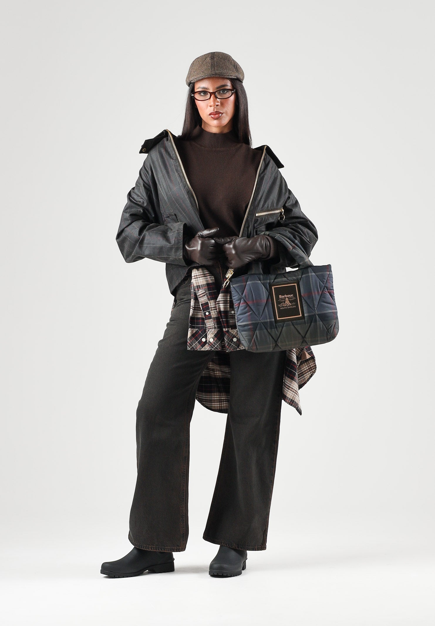 BARBOUR Giacca a vento ARLENE CHECKED grigio per donna con fantasia tartan e tasche oblique con zip. 262MLWX1567 OL71 BARBOUR 