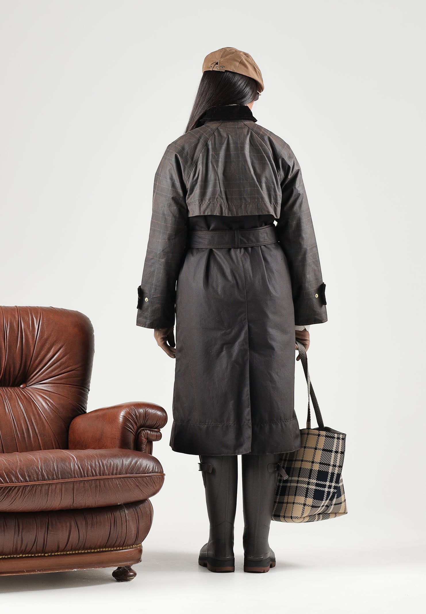 BARBOUR Giubbotto WAXED TRENCH COAT marrone scuro per donna con cintura in vita e dettagli multitasche 262MLWX1572 RU91 BARBOUR 