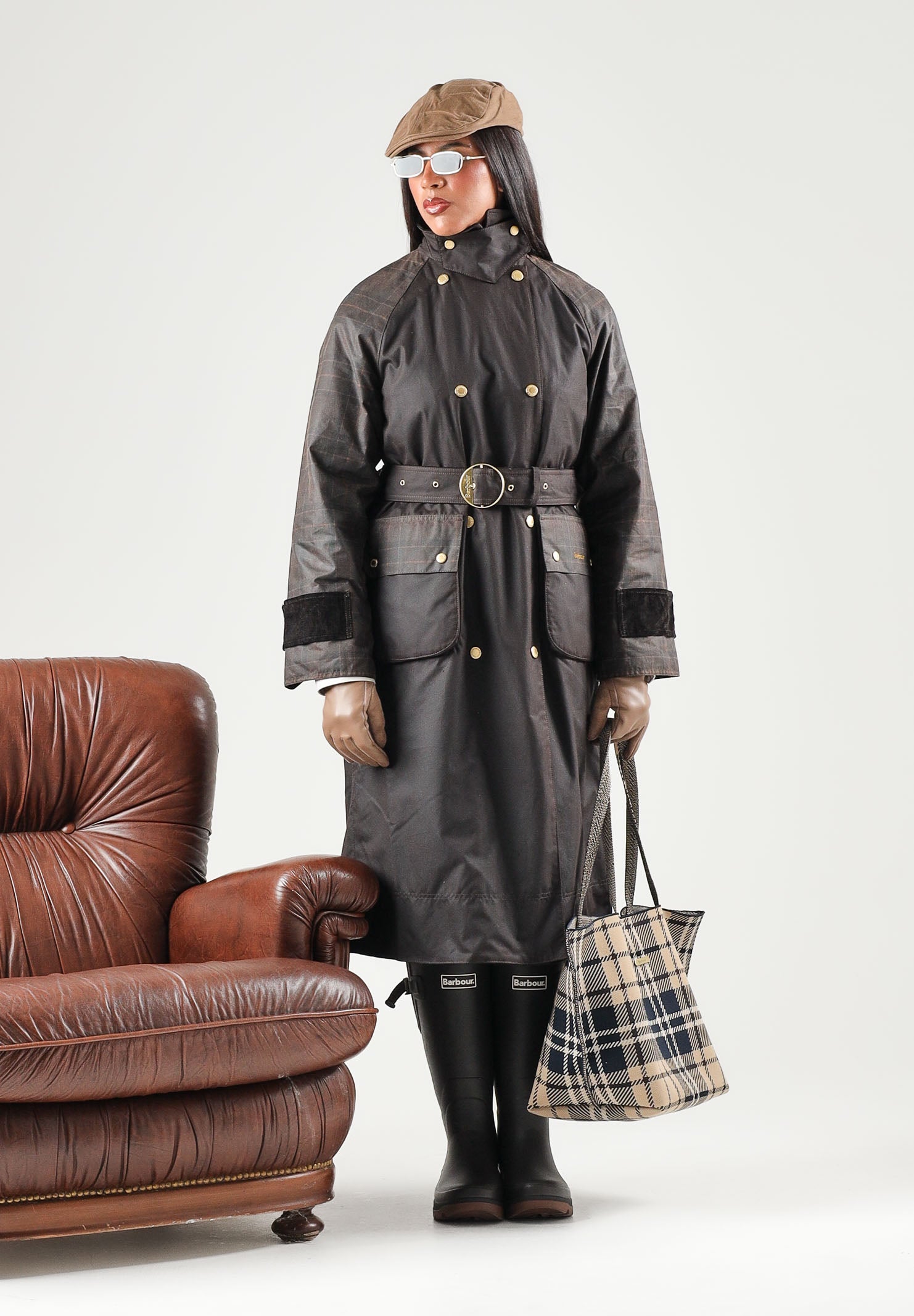 BARBOUR Giubbotto WAXED TRENCH COAT marrone scuro per donna con cintura in vita e dettagli multitasche 262MLWX1572 RU91 BARBOUR 