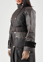 BARBOUR Giubbotto WAXED TRENCH COAT marrone scuro per donna con cintura in vita e dettagli multitasche 262MLWX1572 RU91 BARBOUR 