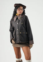 BARBOUR Giacca a vento TRANSPORT WAX JACKET rustic-muted-marrone scuro per donna con ampio colletto in velluto 262MLWX1581 RU91 BARBOUR 