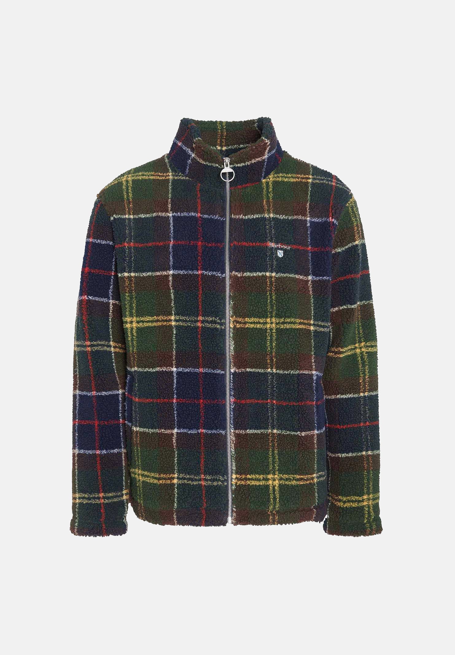 BARBOUR Felpa con zip TARTAN FLEECE verde da uomo in pile morbido con fantasia tartan 262MMFL0187 TN11 BARBOUR 