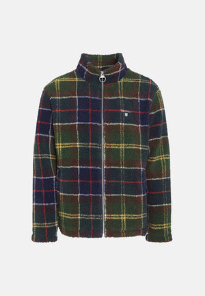 BARBOUR Felpa con zip TARTAN FLEECE verde da uomo in pile morbido con fantasia tartan 262MMFL0187 TN11 BARBOUR 