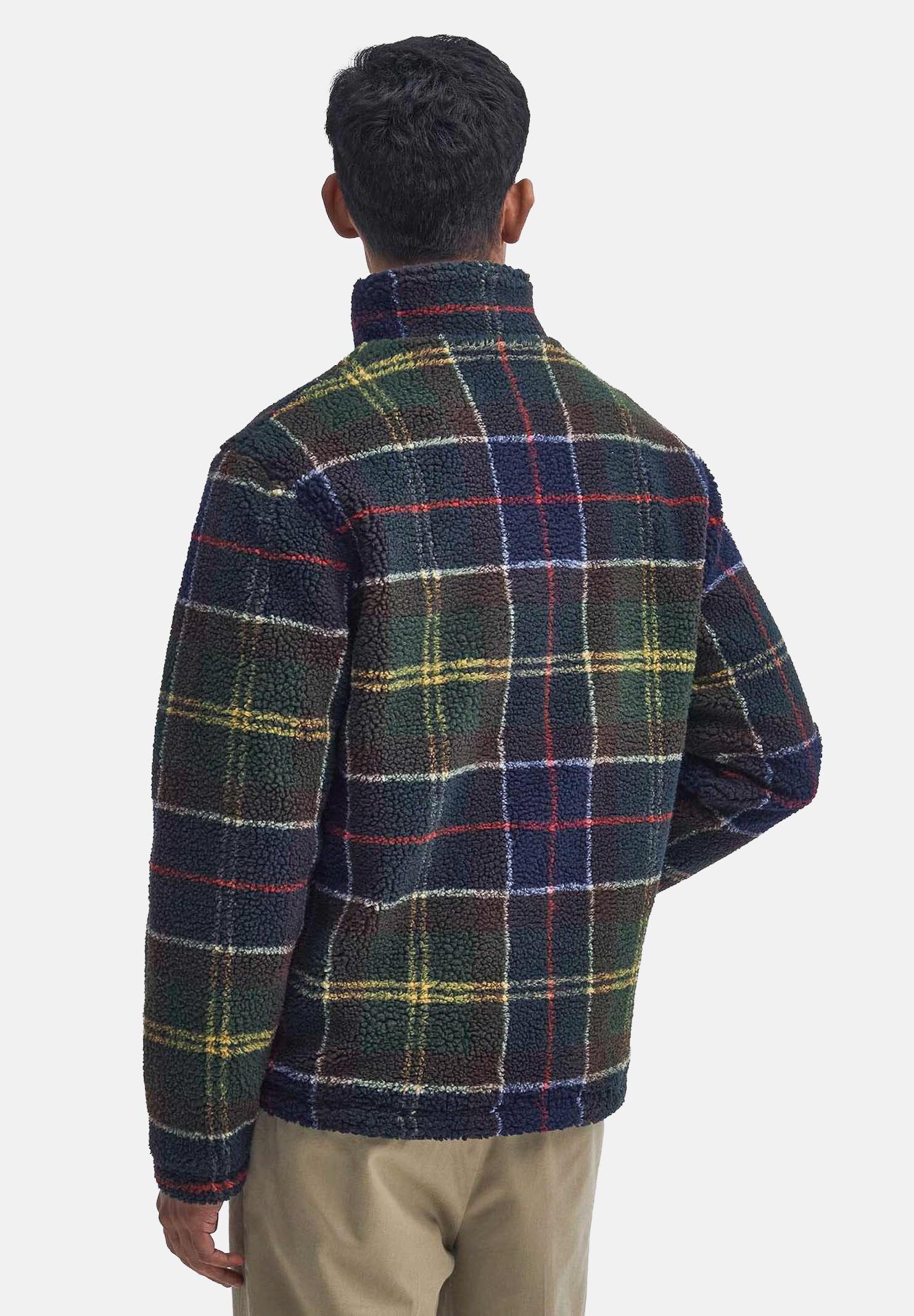 BARBOUR Felpa con zip TARTAN FLEECE verde da uomo in pile morbido con fantasia tartan 262MMFL0187 TN11 BARBOUR 