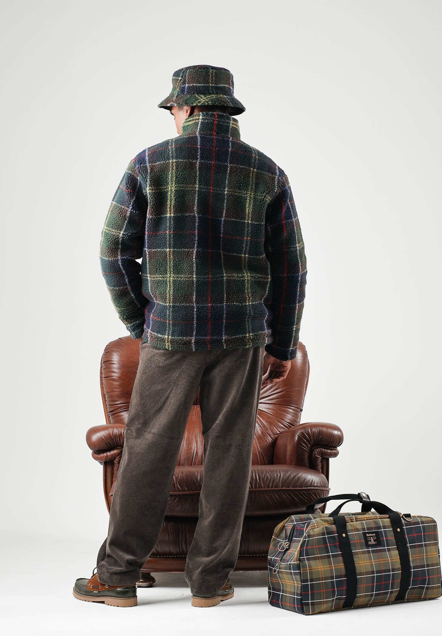 BARBOUR Felpa con zip TARTAN FLEECE verde da uomo in pile morbido con fantasia tartan 262MMFL0187 TN11 BARBOUR 