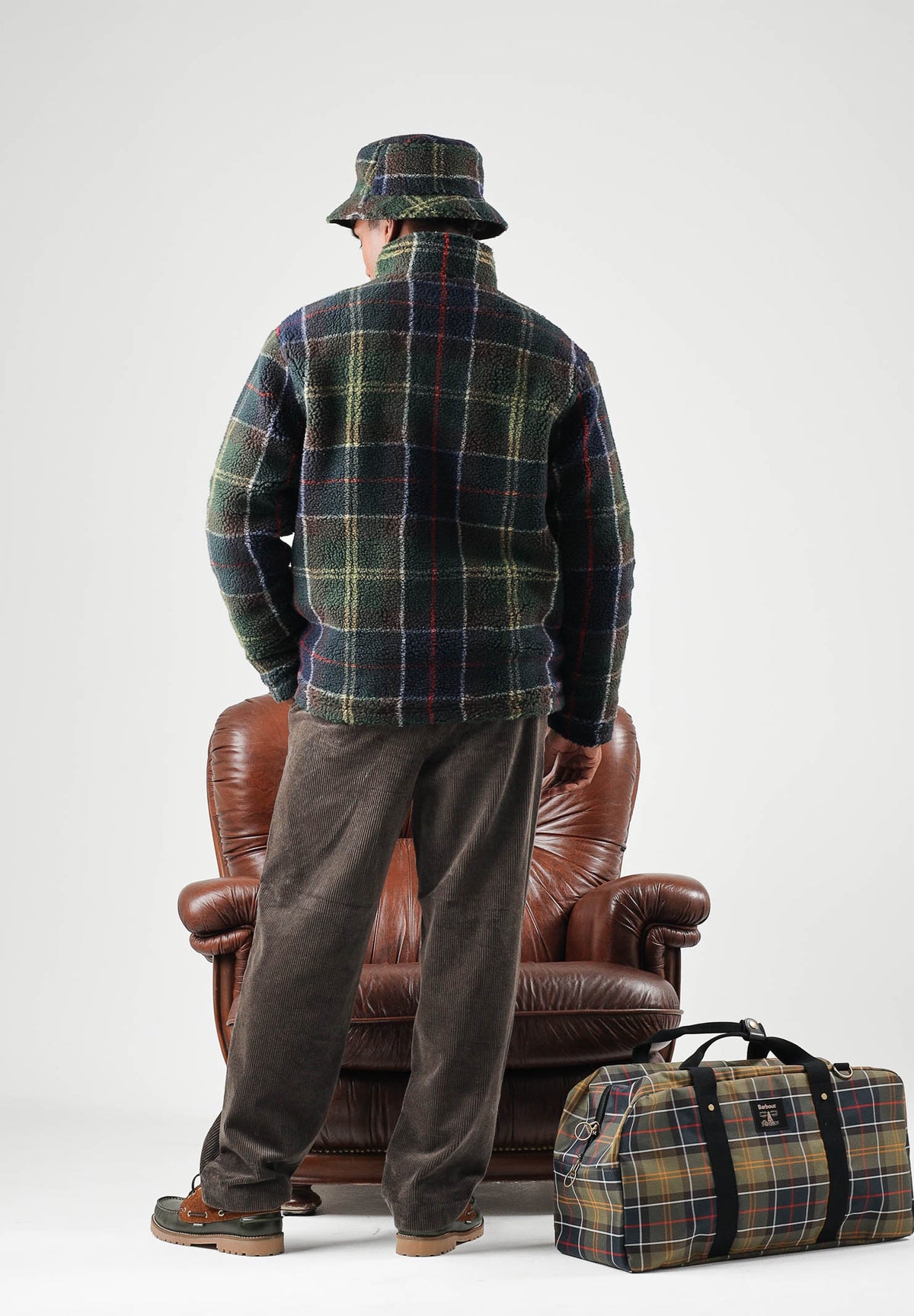 BARBOUR Felpa con zip TARTAN FLEECE verde da uomo in pile morbido con fantasia tartan 262MMFL0187 TN11 BARBOUR 