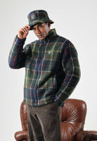 BARBOUR Felpa con zip TARTAN FLEECE verde da uomo in pile morbido con fantasia tartan 262MMFL0187 TN11 BARBOUR 