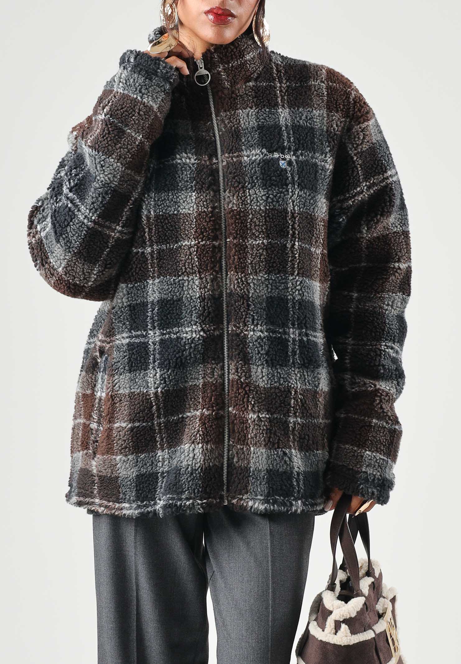 BARBOUR Felpa con zip TARTAN FLEECE  blu da uomo in morbido pile con fantasia tartan 262MMFL0187 TN38 BARBOUR 