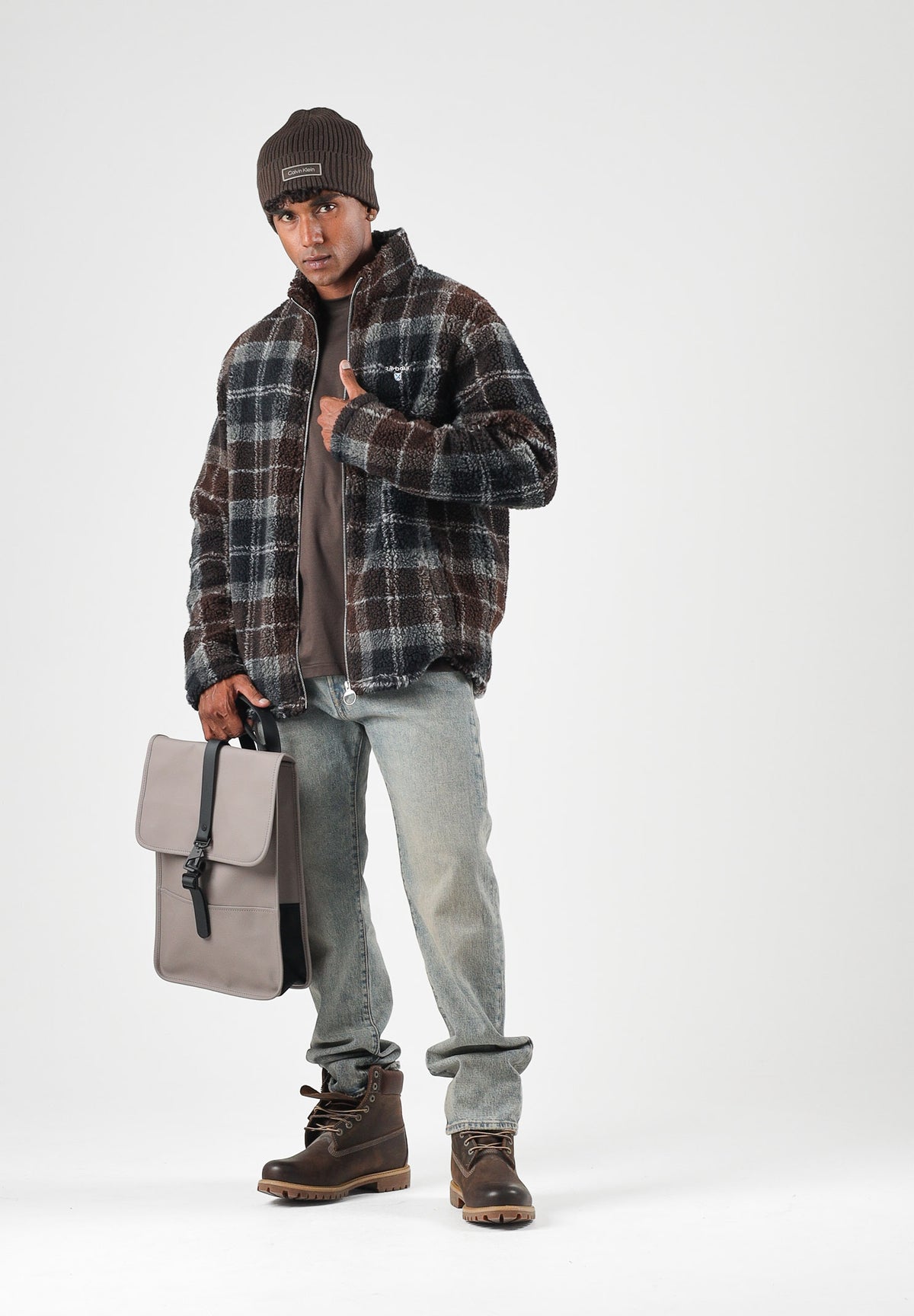 BARBOUR Felpa con zip TARTAN FLEECE  blu da uomo in morbido pile con fantasia tartan 262MMFL0187 TN38 BARBOUR 