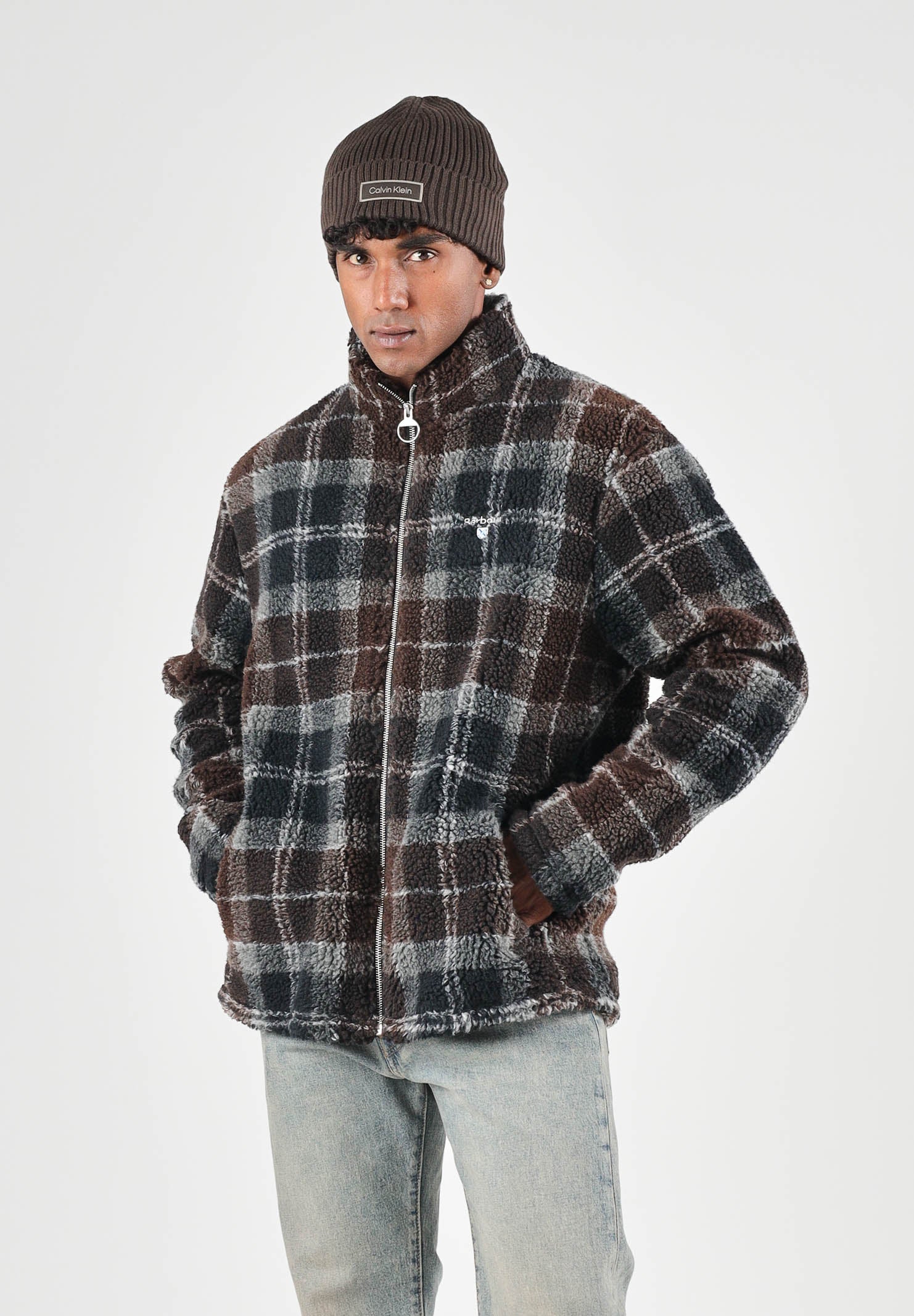 BARBOUR Felpa con zip TARTAN FLEECE  blu per uomo e donna  in morbido pile con fantasia tartan 262MMFL0187 TN38 BARBOUR 