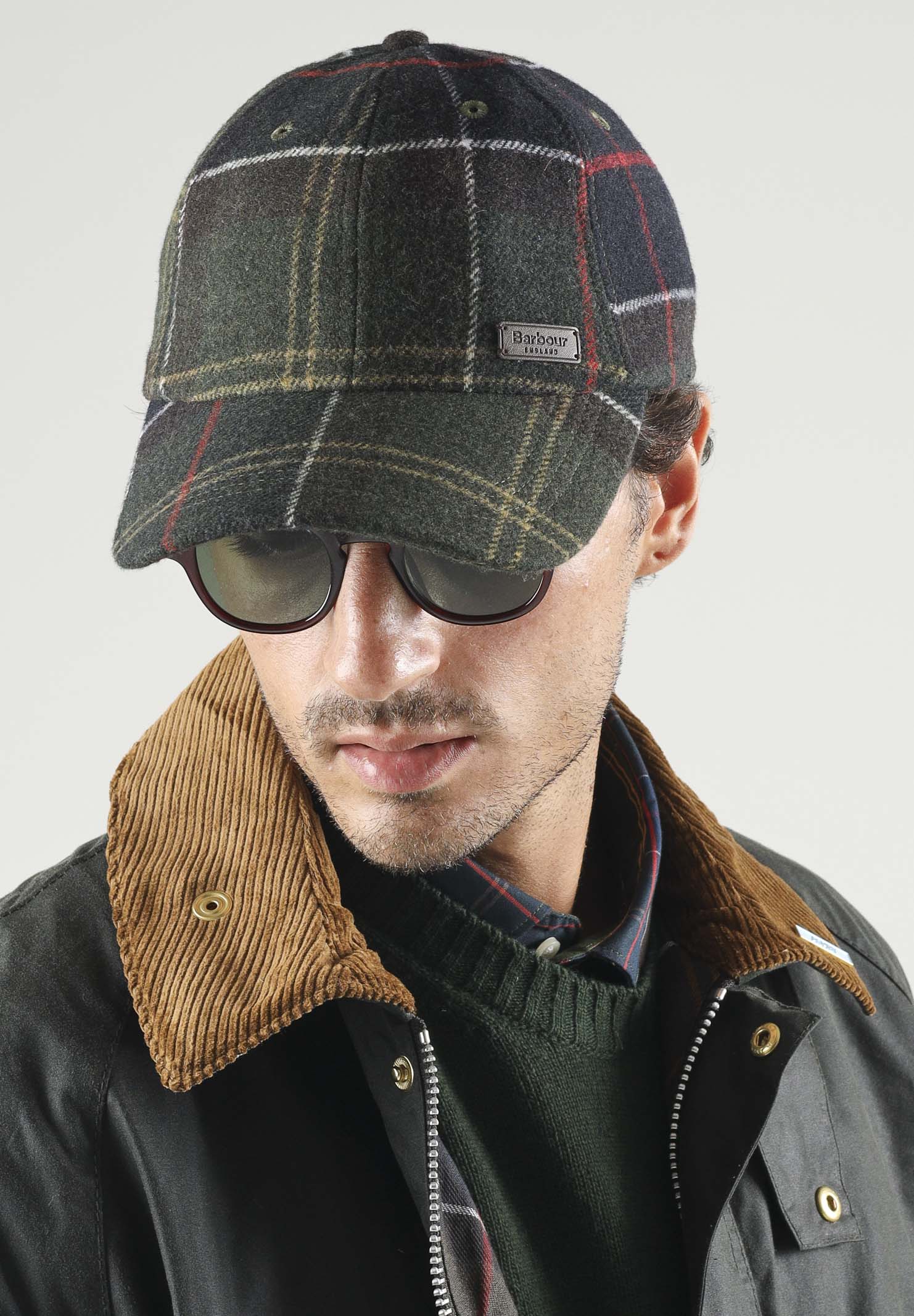 BARBOUR Cappellino con visiera verde  per uomo con motivo tartan in lana e fibbia posteriore regolabile. 262MMHA0553 TN11 BARBOUR 