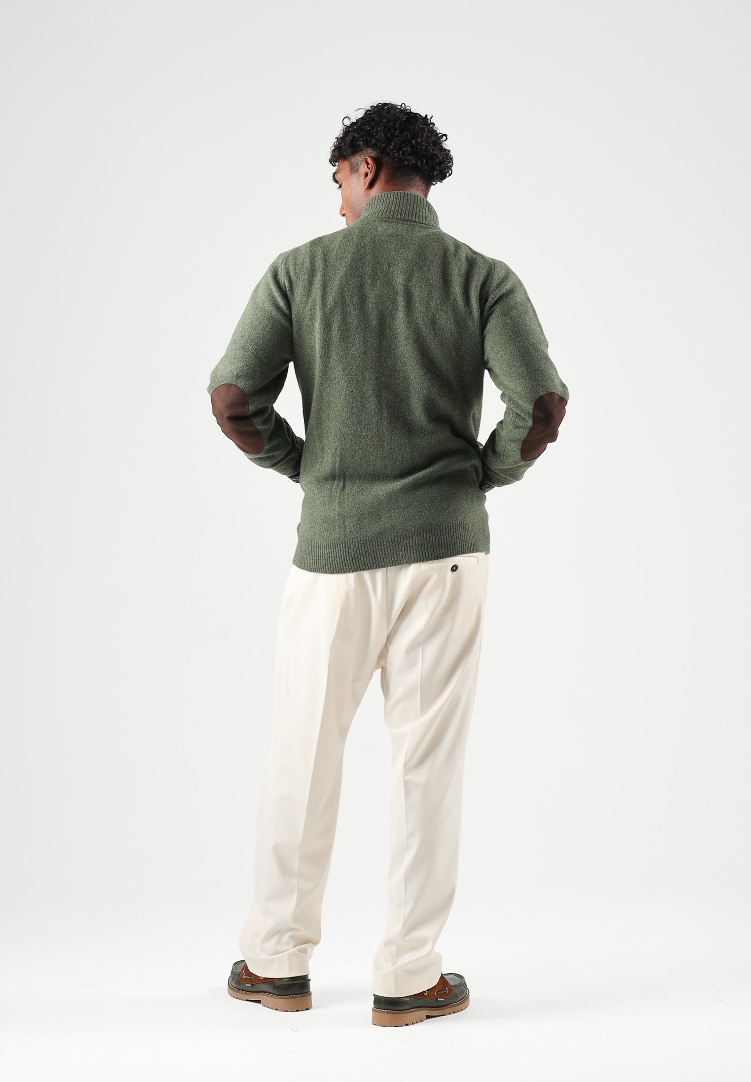 BARBOUR Cardigan ESSENTIAL PATCH verde oliva per uomo con zip frontale e collo alto lavorato 262MMKN0731 OL51 BARBOUR 