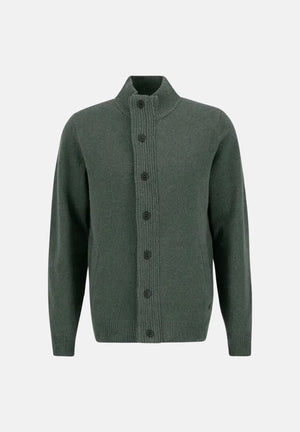 BARBOUR Cardigan ESSENTIAL PATCH verde oliva per uomo con zip frontale e collo alto lavorato 262MMKN0731 OL51 BARBOUR 