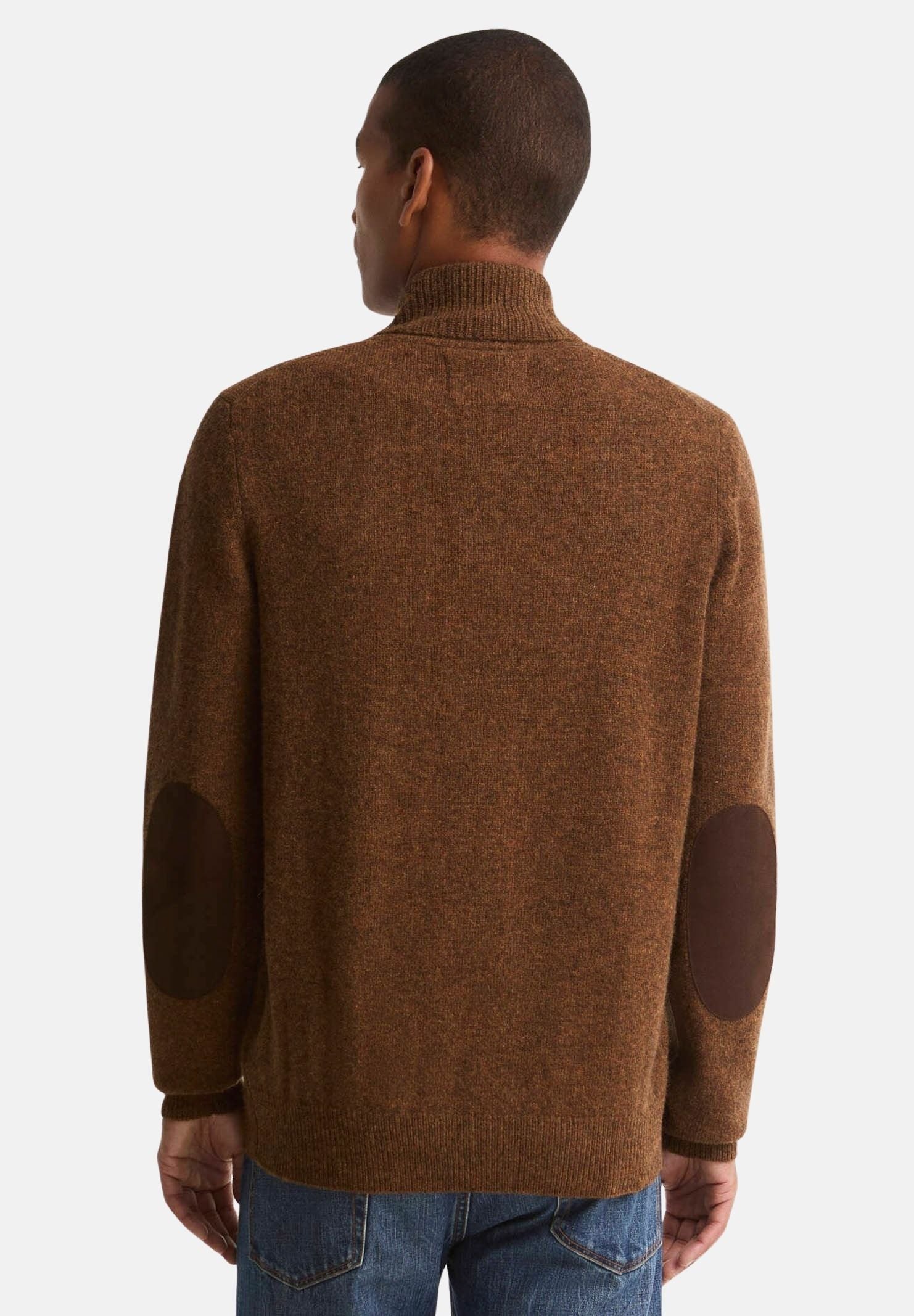 BARBOUR Cardigan ESSENTIAL PATCH marrone caldo per uomo e donna con zip frontale e collo alto lavorato 262MMKN0731 OR51 BARBOUR 