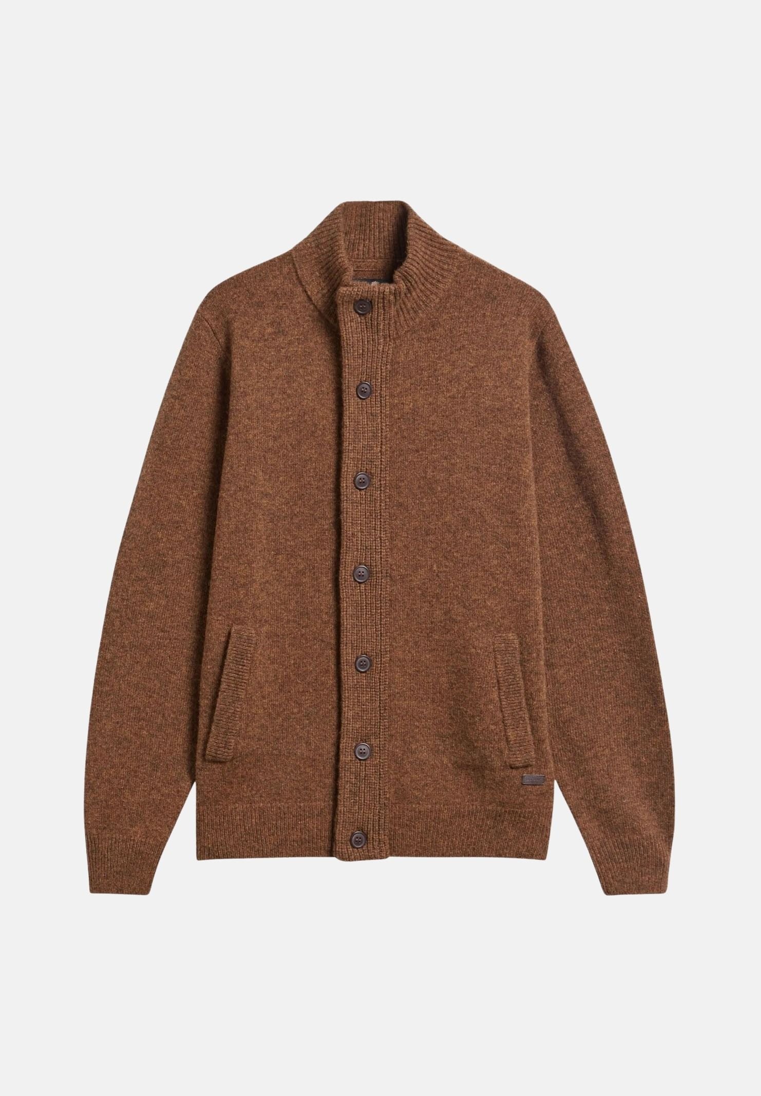BARBOUR Cardigan ESSENTIAL PATCH marroe caldo per uomo con zip frontale e collo alto lavorato 262MMKN0731 OR51 BARBOUR 