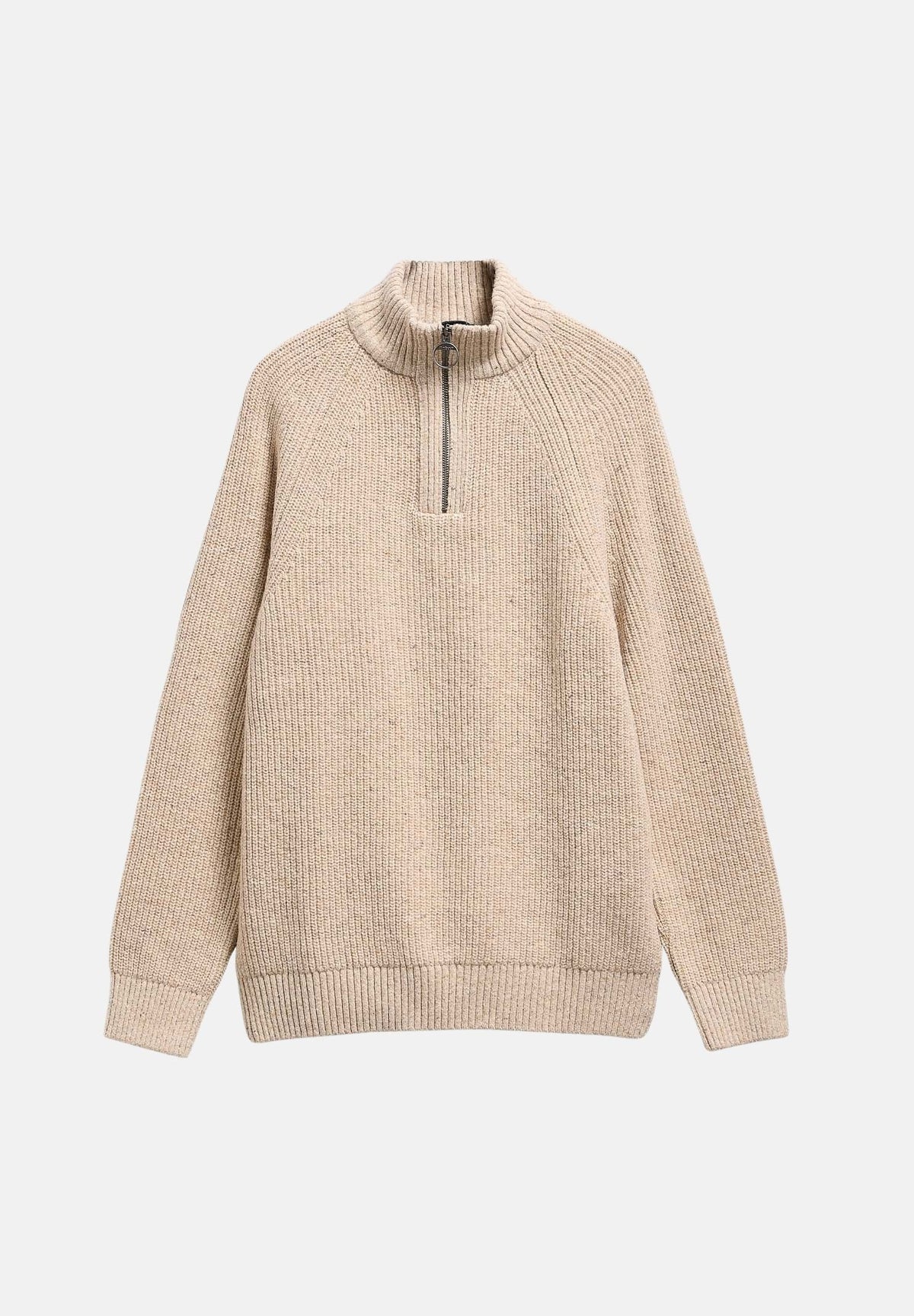 BARBOUR Cardigan pearl-beige da uomo con collo a listino, apertura a mezza zip e dettagli testurizzati. 262MMKN1757 BE14 BARBOUR 