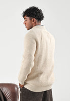BARBOUR Cardigan pearl-beige per uomo e donna con collo a listino, apertura a mezza zip e dettagli testurizzati. 262MMKN1757 BE14 BARBOUR 