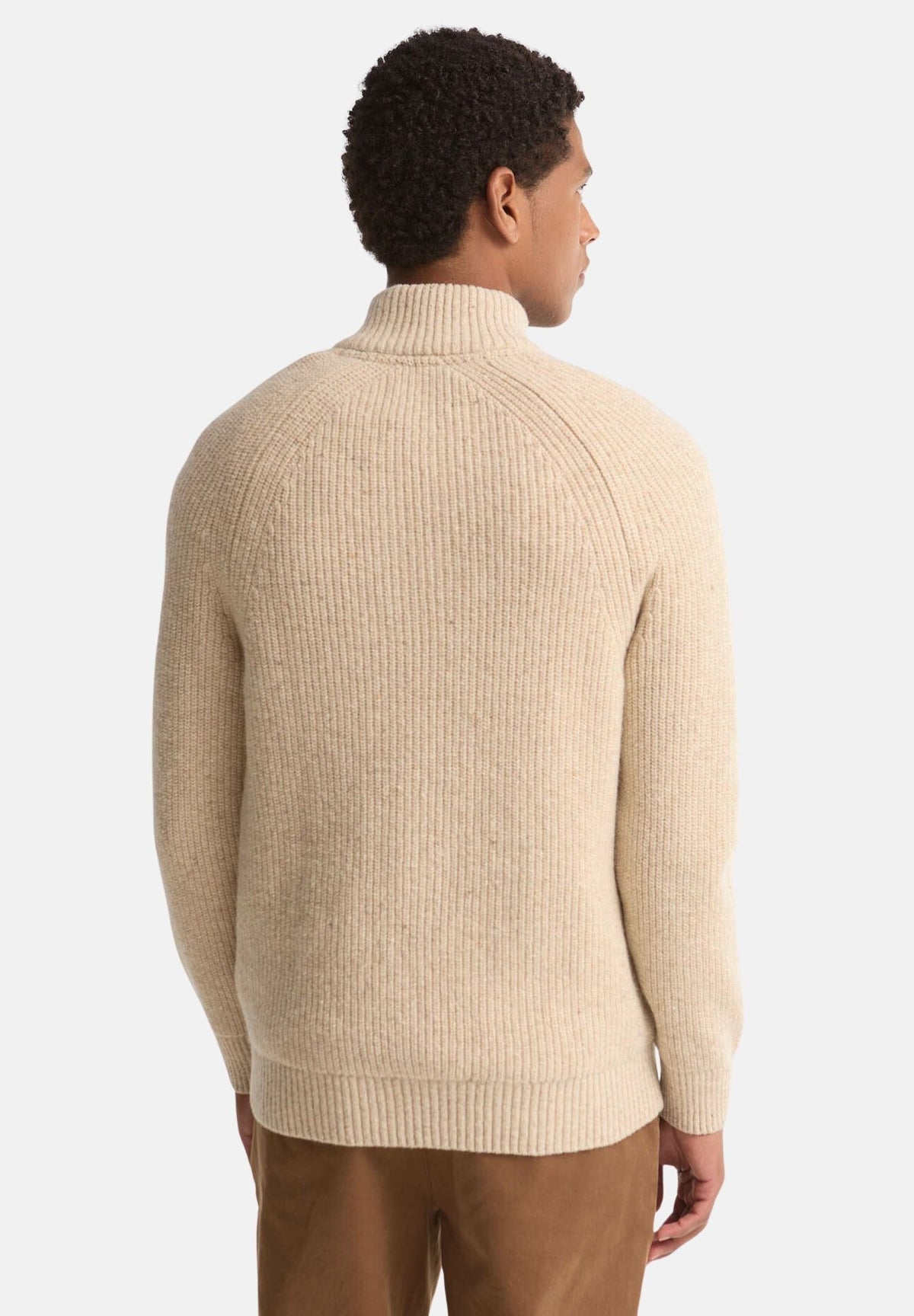 BARBOUR Cardigan pearl-beige da uomo con collo a listino, apertura a mezza zip e dettagli testurizzati. 262MMKN1757 BE14 BARBOUR 