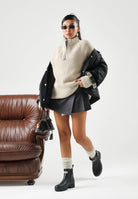 BARBOUR Cardigan pearl-beige per uomo e donna con collo a listino, apertura a mezza zip e dettagli testurizzati. 262MMKN1757 BE14 BARBOUR 