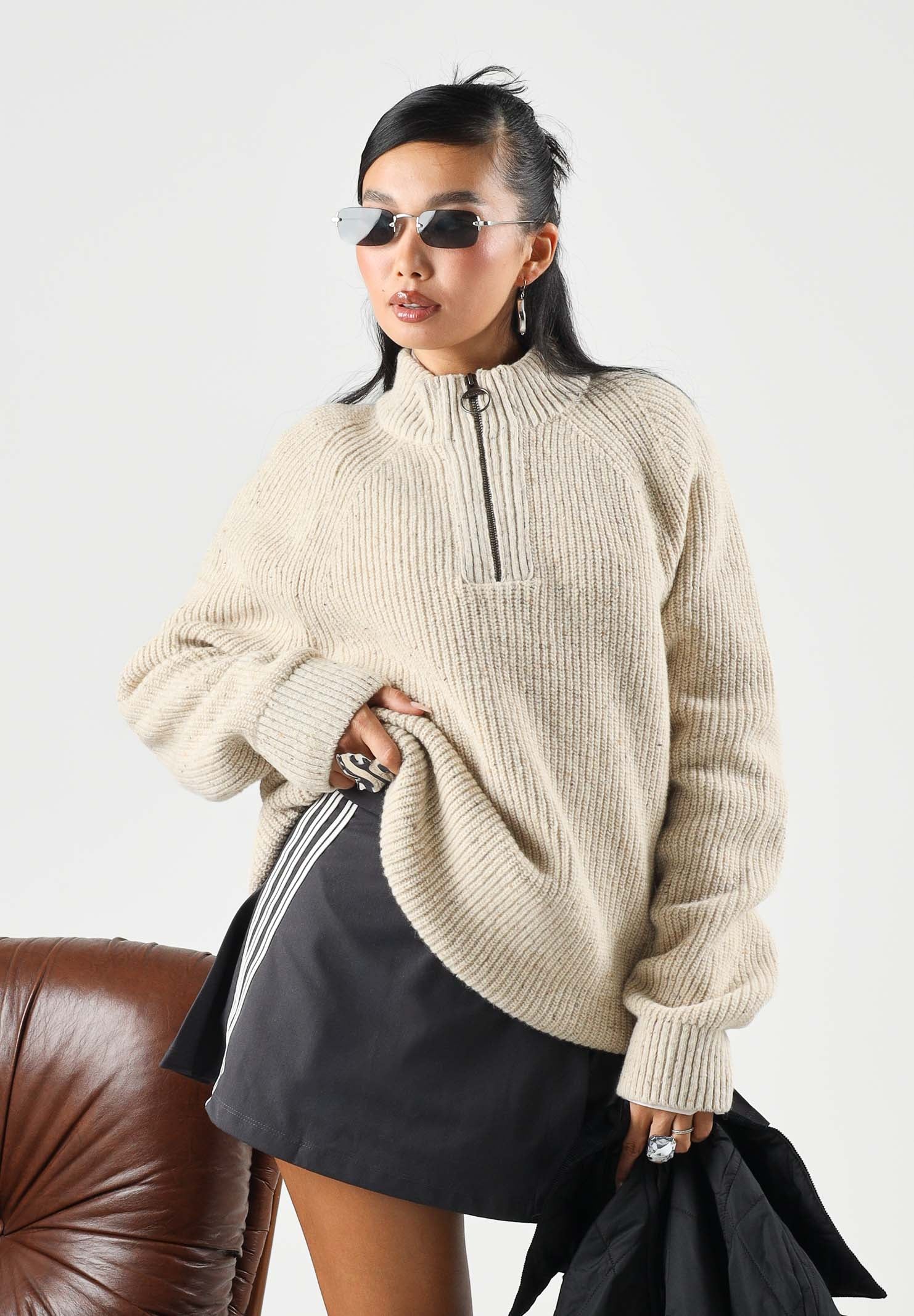 BARBOUR Cardigan pearl-beige per uomo e donna con collo a listino, apertura a mezza zip e dettagli testurizzati. 262MMKN1757 BE14 BARBOUR 
