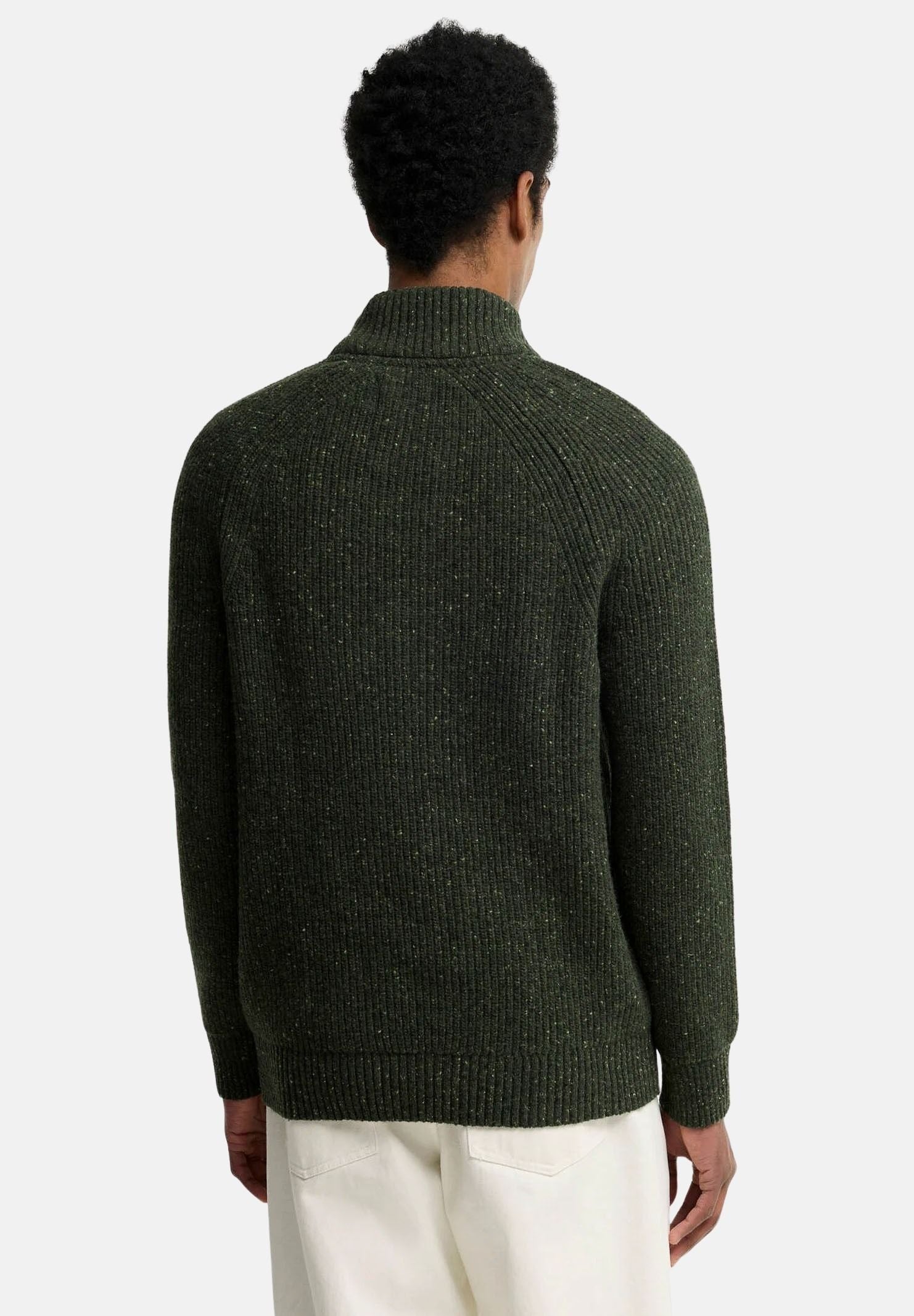 BARBOUR Cardigan grigio antracite da uomo con collo a listino, apertura a mezza zip e dettagli testurizzati. 262MMKN1757 OL51 BARBOUR 