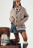BARBOUR Cardigan corto HARTLAND SHAWL NECK marrone per uomo con collo sciallato, bottoni in pelle 262MMKN1761 ST51 BARBOUR 