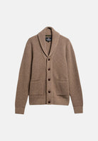 BARBOUR Cardigan corto HARTLAND SHAWL NECK marrone per uomo con collo sciallato, bottoni in pelle 262MMKN1761 ST51 BARBOUR 