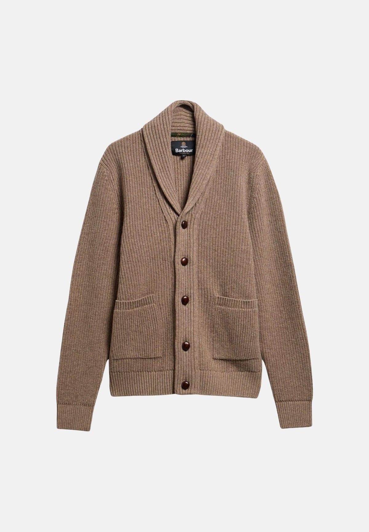 BARBOUR Cardigan corto HARTLAND SHAWL NECK marrone per uomo con collo sciallato, bottoni in pelle 262MMKN1761 ST51 BARBOUR 