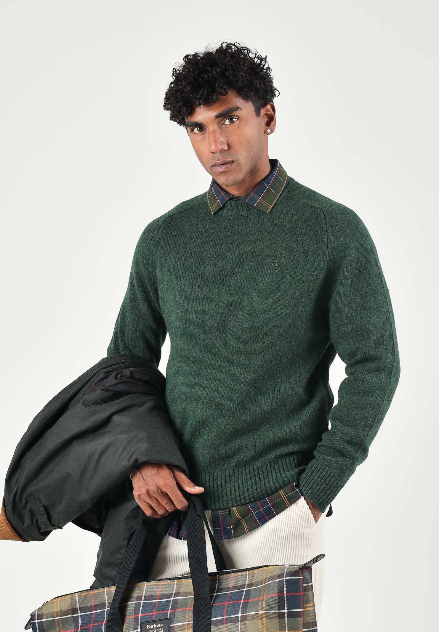 BARBOUR Maglione girocollo NEWTOWN CREWNECK JUMPER  verde bosco da uomo 262MMKN1773 GN13 BARBOUR 