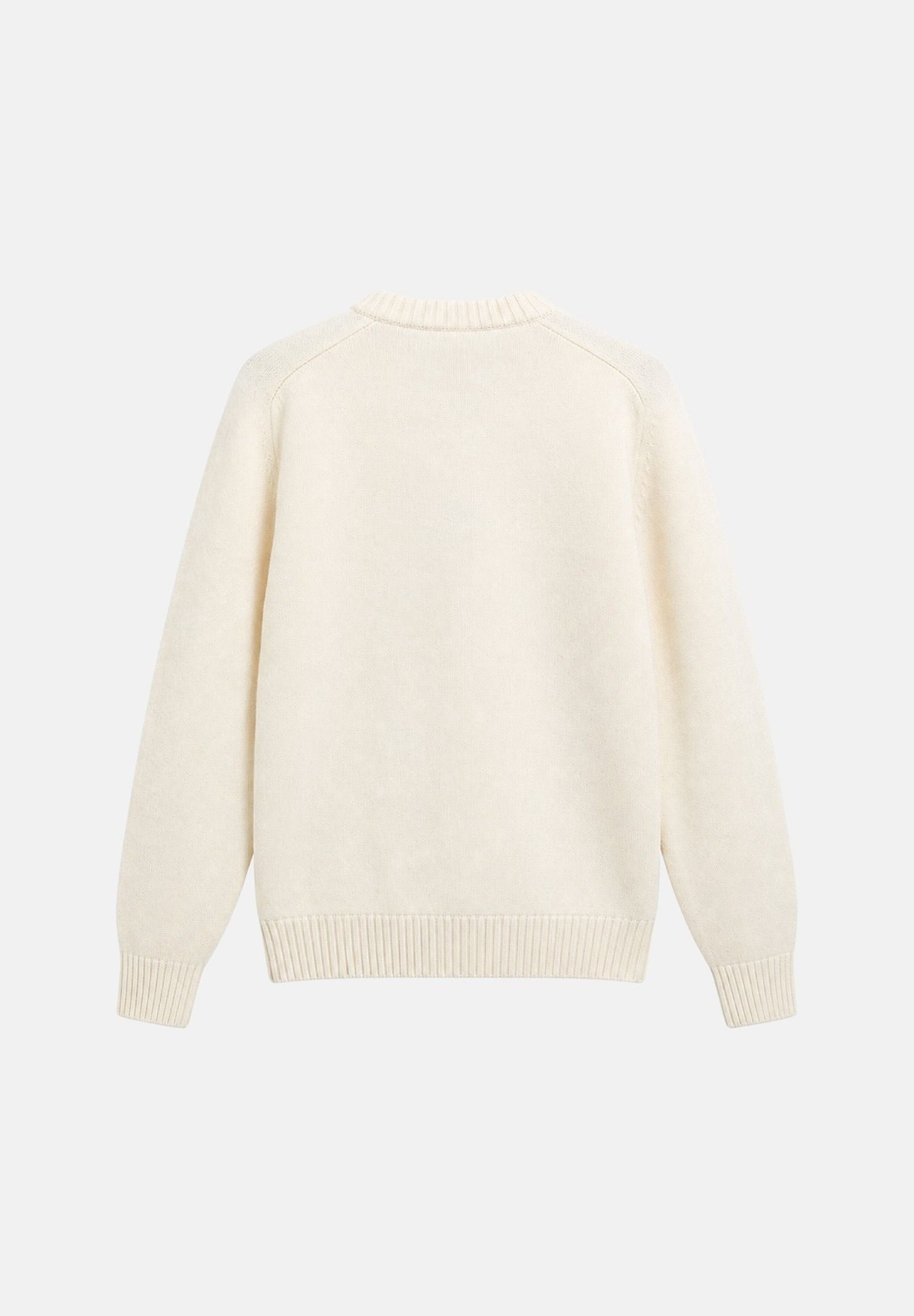 BARBOUR Maglia NEWTOWN CREW NECK Antique White bianco avorio da uomo in pura lana, con girocollo classico, maniche lunghe, lavorazione in maglia, finiture a costine e piccolo logo Barbour Shield ricamato sul petto.<BR/> 262MMKN1773 WH52 BARBOUR 