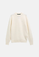 BARBOUR Maglia NEWTOWN CREW NECK Antique White bianco avorio da uomo in pura lana, con girocollo classico, maniche lunghe, lavorazione in maglia, finiture a costine e piccolo logo Barbour Shield ricamato sul petto.<BR/> 262MMKN1773 WH52 BARBOUR 
