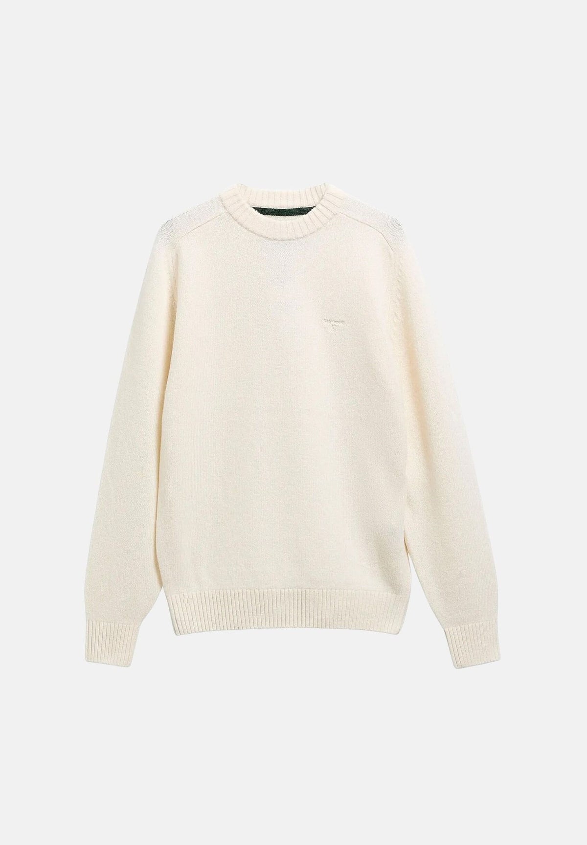 BARBOUR Maglia NEWTOWN CREW NECK Antique White bianco avorio da uomo in pura lana, con girocollo classico, maniche lunghe, lavorazione in maglia, finiture a costine e piccolo logo Barbour Shield ricamato sul petto.<BR/> 262MMKN1773 WH52 BARBOUR 