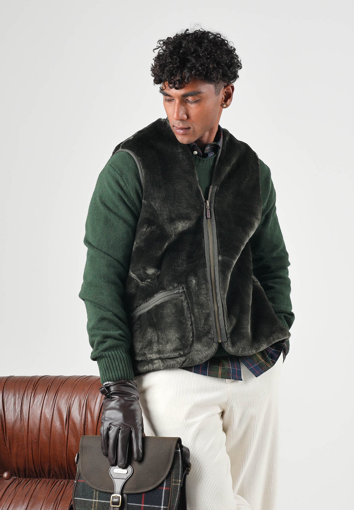 BARBOUR Gilet smanicato WARM PILE WAISTCOAT ì verde salvia per uomo in pelliccia ecologica 262MMLI0004 SG71 BARBOUR 