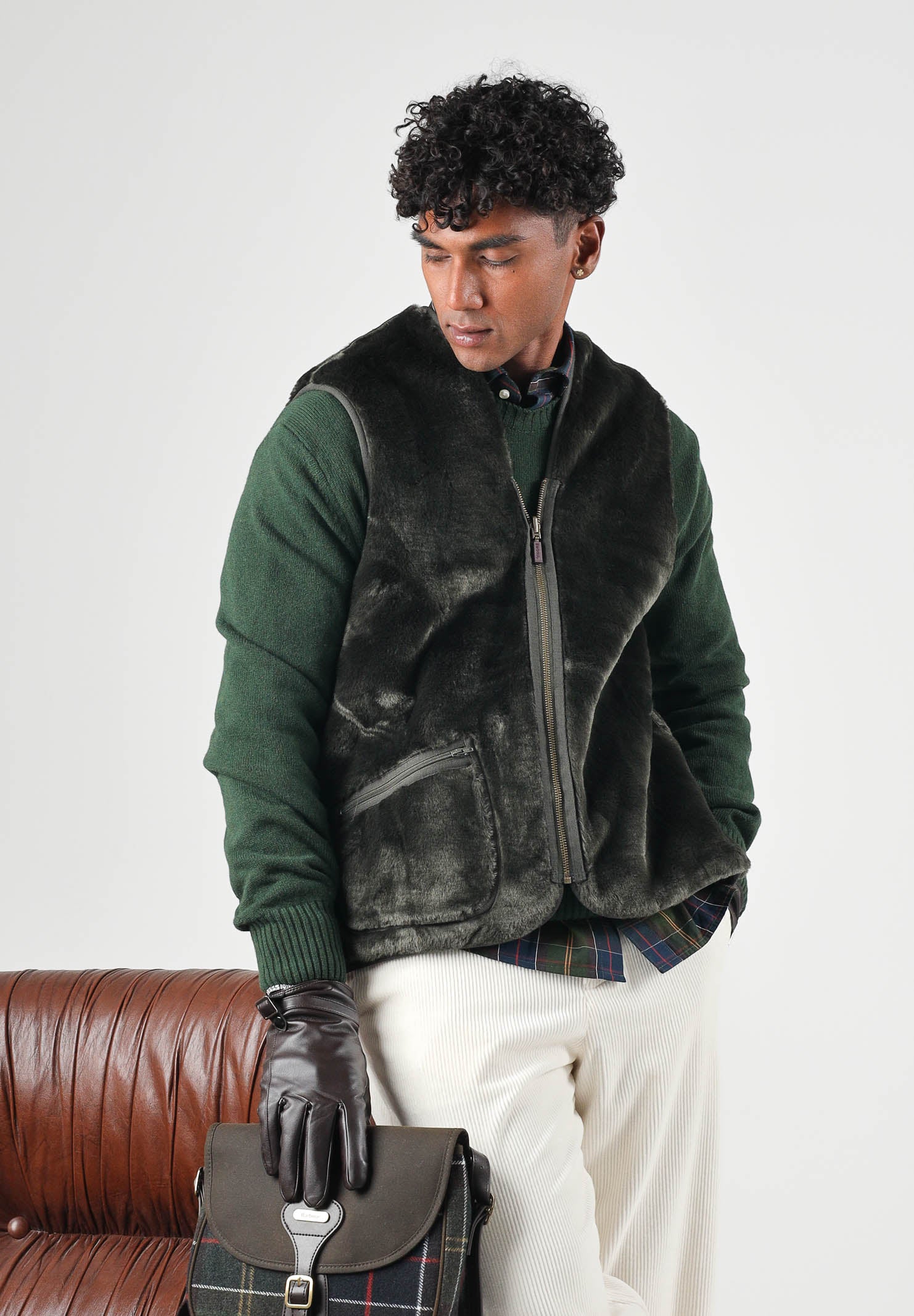 BARBOUR Gilet smanicato WARM PILE WAISTCOAT ì verde salvia per uomo in pelliccia ecologica 262MMLI0004 SG71 BARBOUR 