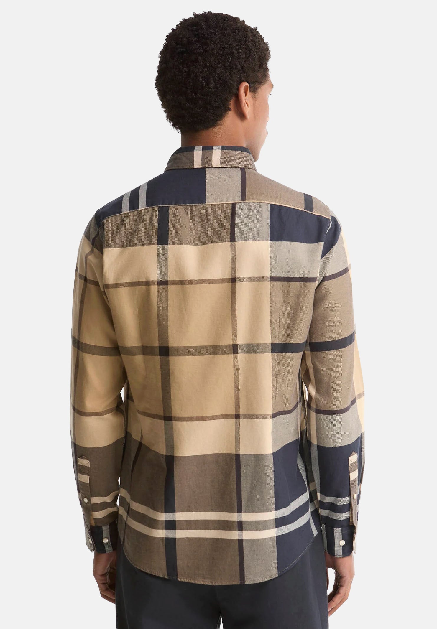 BARBOUR Camicia manica lunga DUNOON TAILORED beige da uomo con fantasia a quadri tartan e colletto button-down. 262MMSH4980 TN39 BARBOUR 
