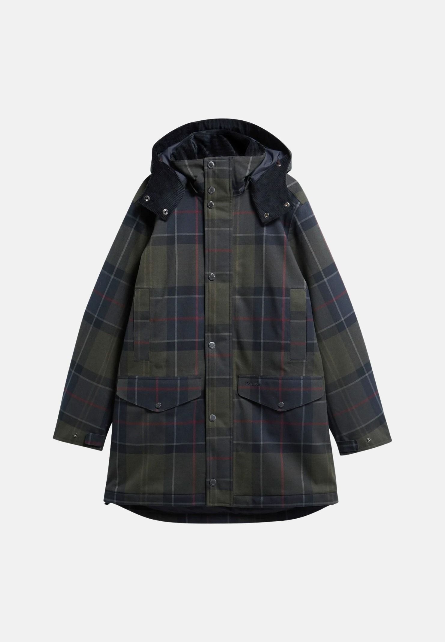BARBOUR Parka grigio scuro scozzese da uomo con cappuccio integrato, fantasia tartan 262MMWB1168 NY91 BARBOUR 