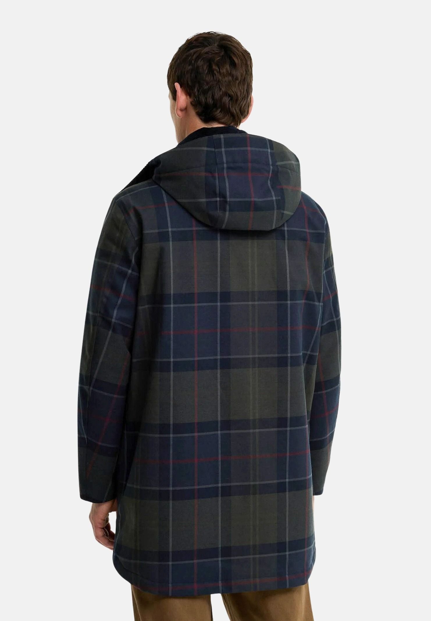 BARBOUR Parka grigio scuro scozzese da uomo con cappuccio integrato, fantasia tartan 262MMWB1168 NY91 BARBOUR 