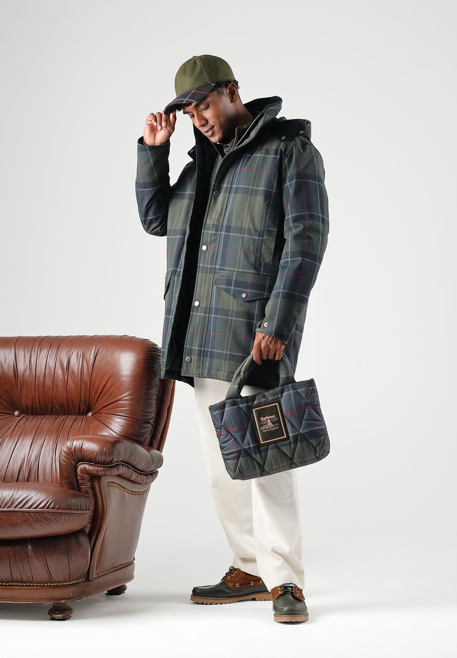 BARBOUR Parka grigio scuro scozzese da uomo con cappuccio integrato, fantasia tartan 262MMWB1168 NY91 BARBOUR 