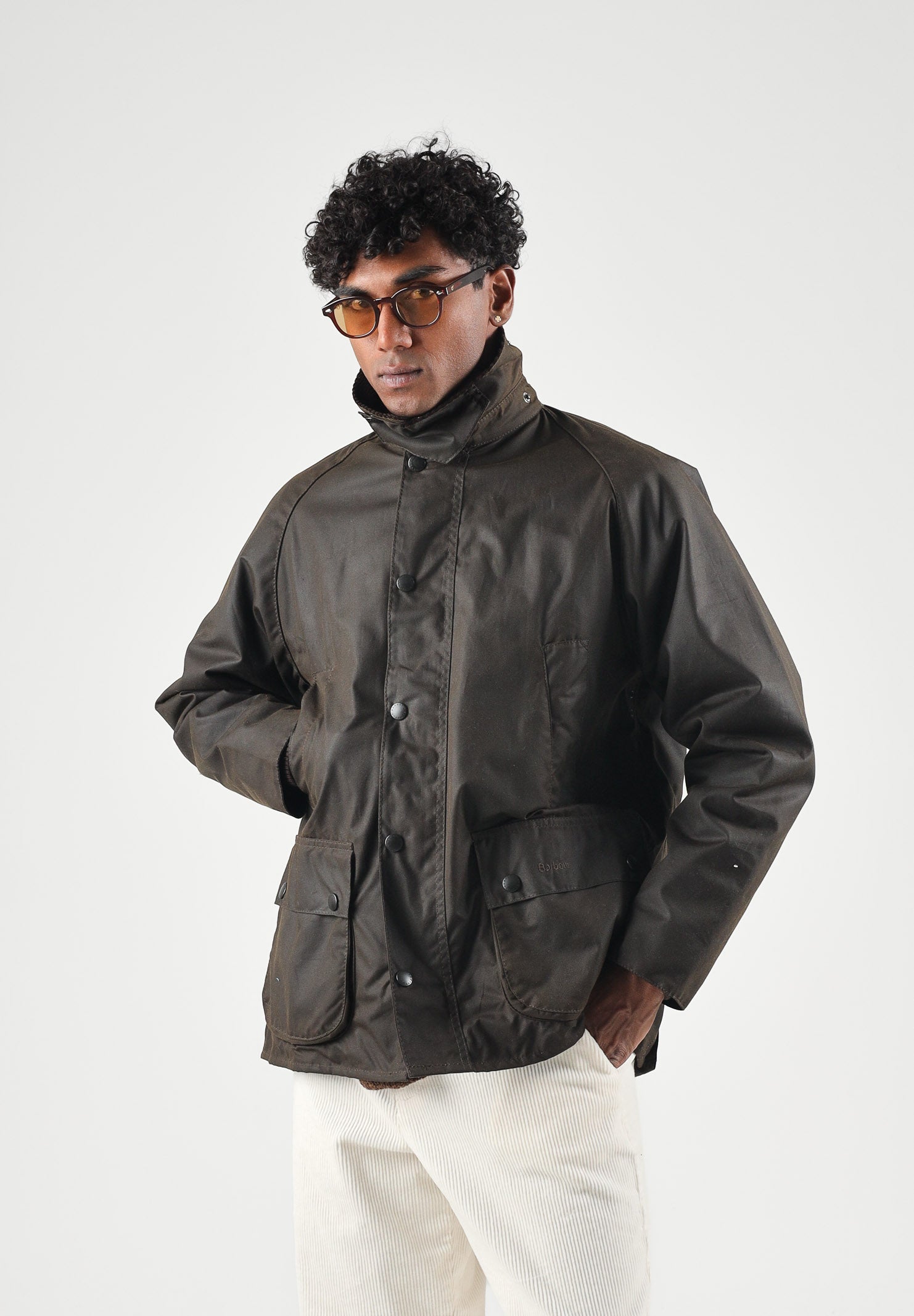 BARBOUR Giubbotto BEAUFORT olive per uomo con colletto in velluto e tasche multiple. 262MMWX0010 OL71 BARBOUR 
