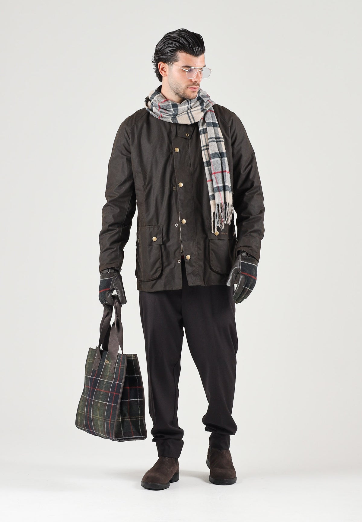 BARBOUR Giubbotto ASHBY WAX JACKET olive-verde per uomo con colletto dritto in velluto marrone 262MMWX0339 OL71 BARBOUR 