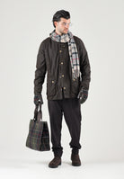 BARBOUR Giubbotto ASHBY WAX JACKET olive-verde per uomo con colletto dritto in velluto marrone 262MMWX0339 OL71 BARBOUR 
