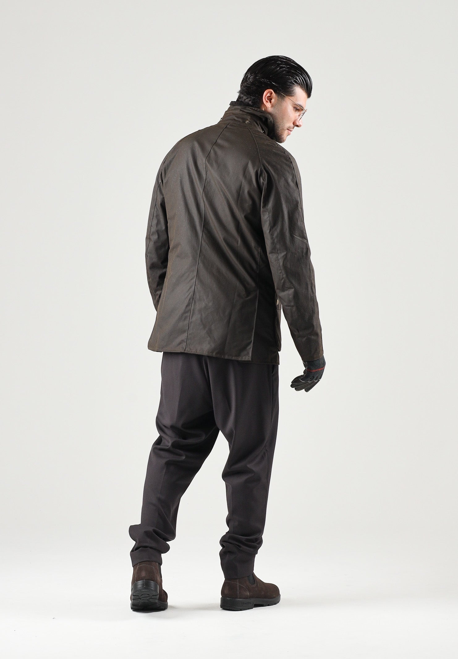 BARBOUR Giubbotto ASHBY WAX JACKET olive-verde per uomo con colletto dritto in velluto marrone 262MMWX0339 OL71 BARBOUR 