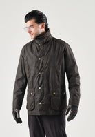 BARBOUR Giubbotto ASHBY WAX JACKET olive-verde per uomo con colletto dritto in velluto marrone 262MMWX0339 OL71 BARBOUR 