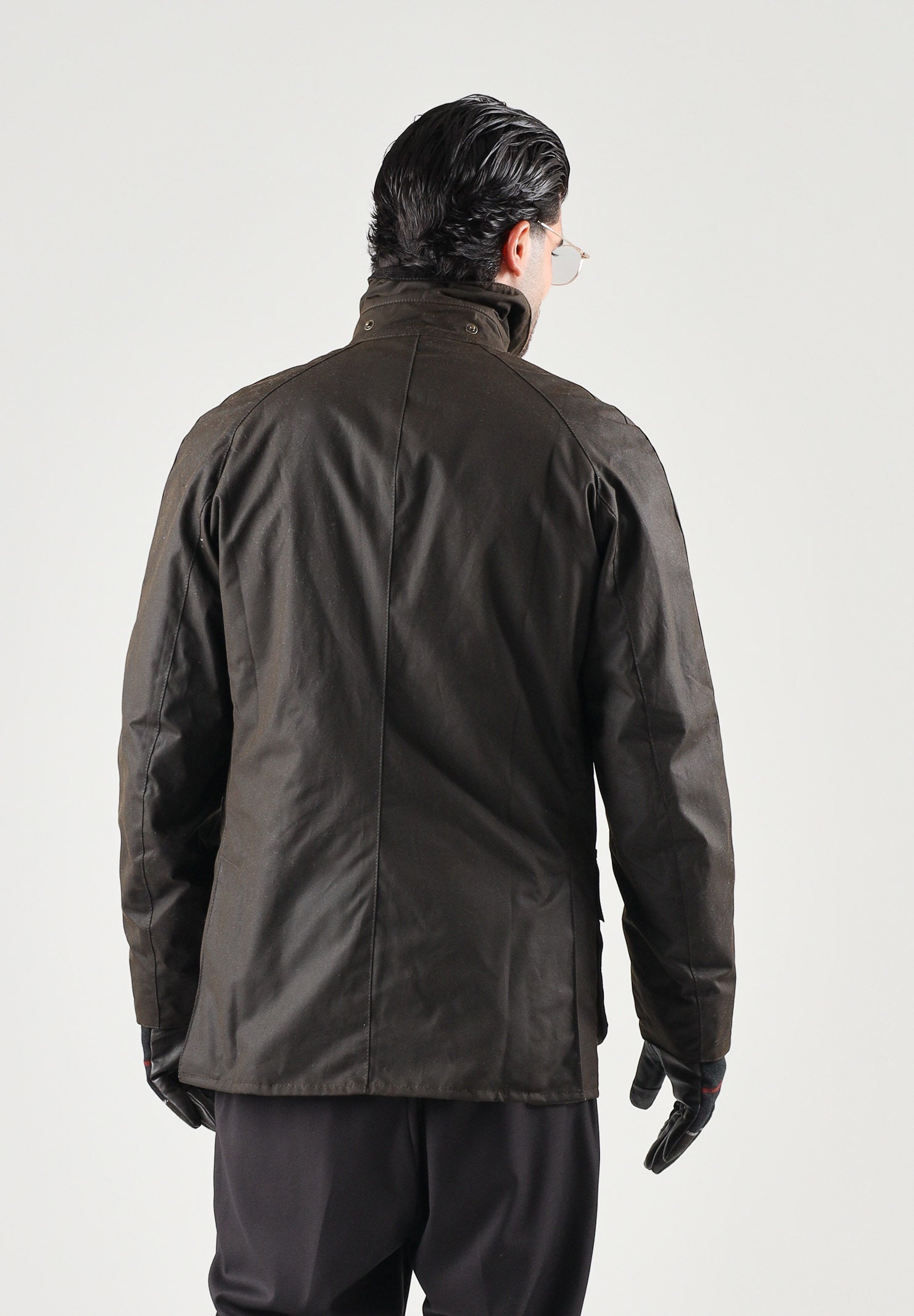 BARBOUR Giubbotto ASHBY WAX JACKET olive-verde per uomo con colletto dritto in velluto marrone 262MMWX0339 OL71 BARBOUR 