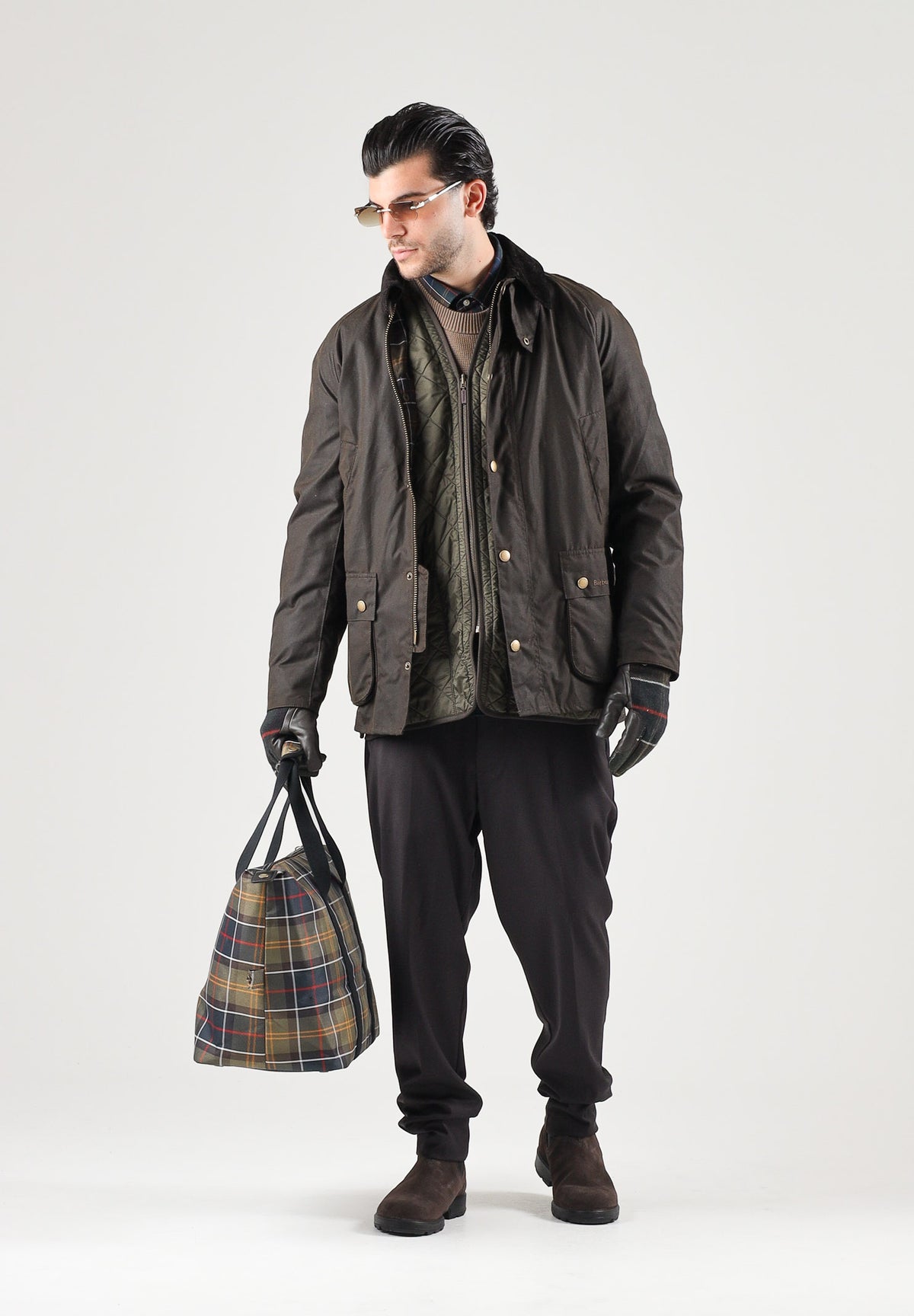 BARBOUR Giubbotto ASHBY WAX JACKET olive-verde per uomo con colletto dritto in velluto marrone 262MMWX0339 OL71 BARBOUR 