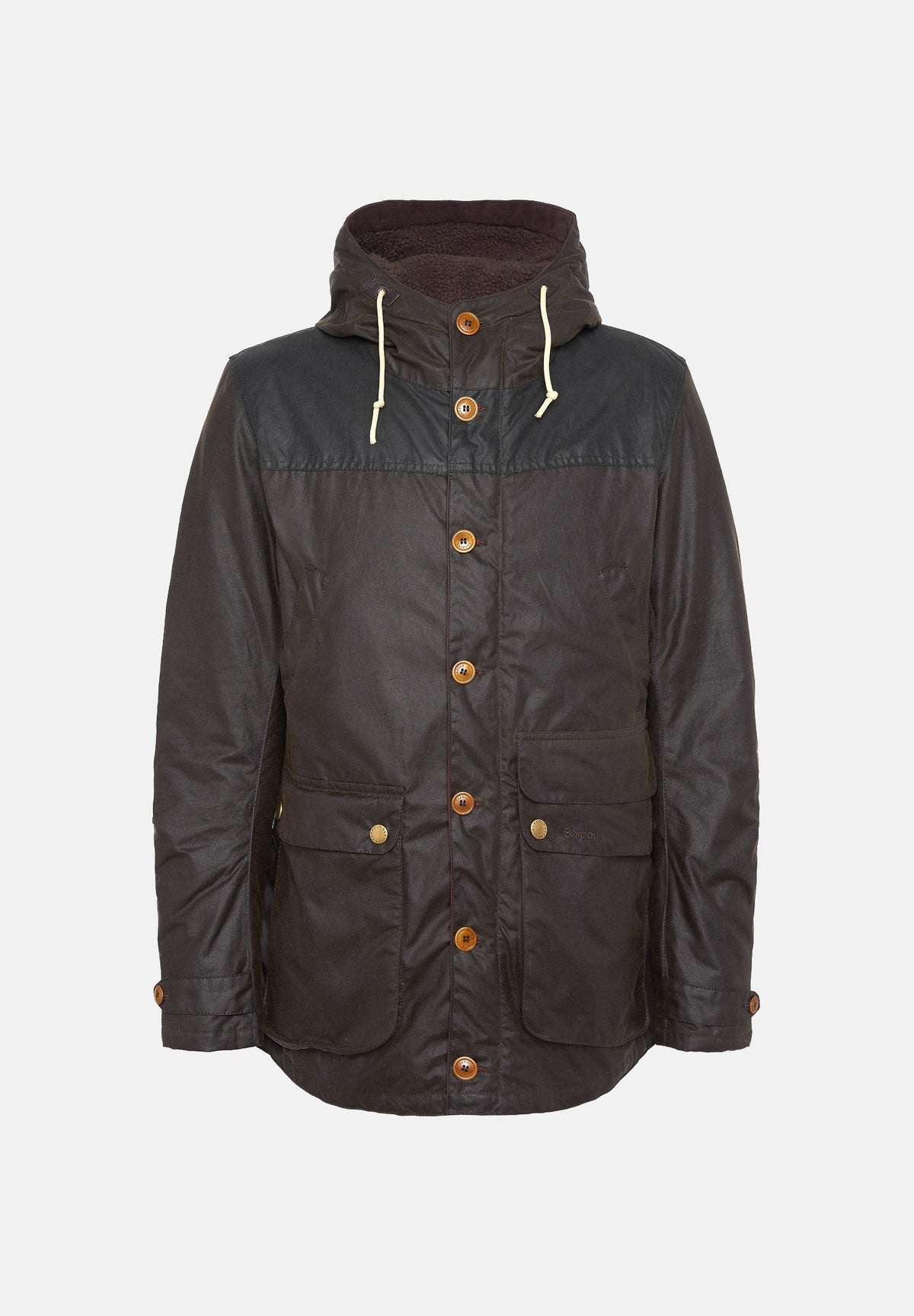 BARBOUR Giubbotto HIDEWAY WAX JACKET olive-verde per uomo con cappuccio regolabile, dettagli in corduroy 262MMWX0698 OL71 BARBOUR 
