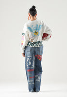 BARROW Jeans  WIDE LEG denim blu per uomo e donna con stampe grafiche colorate e lavaggio vintage F6BWUADP084 126 BARROW 