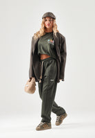 BARROW Pantaloni verde militare per uomo e donna con coulisse in vita e tasche laterali F6BWUAFP018 082 BARROW 
