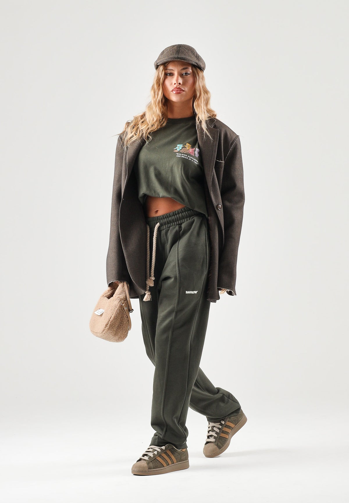 BARROW Pantaloni verde militare per uomo e donna con coulisse in vita e tasche laterali F6BWUAFP018 082 BARROW 
